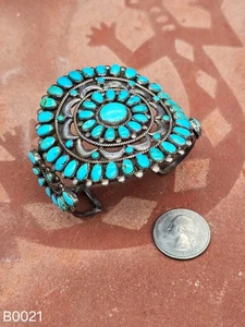 Armband Zuni Sterling Silber Manschette Petit Point Cluster Türkis Agnes Platero - Bild 1 von 5