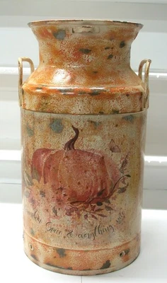 Antigua lata de leche de acero pesado sin tapa ~ Acabada y envejecida 19" x 10,25 de diámetro Foto 1 de 4