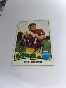 Tarjeta de fútbol americano Topps 1975 firmada por Bill Kilmer Washington Redskins - Imagen 1 de 1