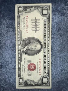 1966-A $100 Legal Fr. 1551 PMG XF-40 EPQ Serial A00479031A - Picture 1 of 3