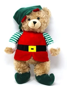 GANZ Joyous Elf Plush Teddy Bear 12" Soft Christmas Toy Holiday Décor Red Green - Picture 1 of 7
