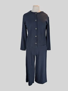 Sunspel Navy 100% Merinowolle Strickjacke & Hose Set Gr.UK12 - Bild 1 von 6