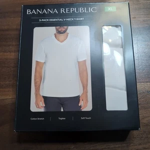 NEW Banana Republic Men's V-Neck Tee White T-Shirt 3 Pack XL - Picture 1 of 2