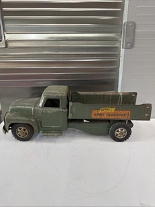 VINTAGE BUDDY L ARMY MILITARY TRANSPORT TRUCK PRESSED STEEL 20.5" LONG - Picture 1 of 13