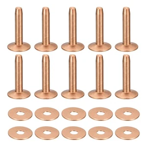 10 Set Rame Rivetti e Sbave,10x3.3x21mm Rame Rivetto Chiusura,Rame Tonalità - Foto 1 di 7