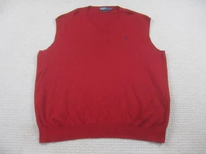 Polo Ralph Lauren Sweater Vest Mens 2XL Tall Red Pima Cotton V Neck Pony Logo - Picture 1 of 8