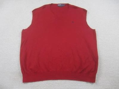Polo Ralph Lauren Sweater Vest Mens 2XL Tall Red Pima Cotton V Neck Pony Logo - Image 1 of 4
