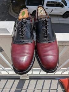 Allen Edmonds Herren Shelton Burgunderrot/Schwarz Sattel Oxford-Schuhe Größe 9,5D - Bild 1 von 24