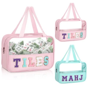 2 Pcs American Mahjong Tiles Bags 11.8" x 8.26" x 3.93"Waterproof PVC Clear M... - Bild 1 von 6