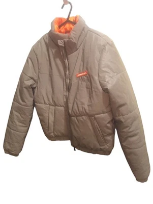 Members Only Womens Size L Silver Hi-Shine Reflective Puffer Jacket Pockets Warm - Image 1 of 4