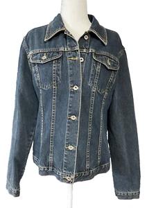 Sundance Womens Denim Jacket Large Blue Button Front Cotton Hong Kong Vintage - Picture 1 of 12
