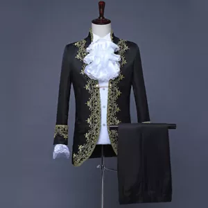 Herren Retro Anzug Jacke und Pfannen Set Fancy Mess Kleid Uniform Mantel viktorianische Passform - Bild 1 von 15