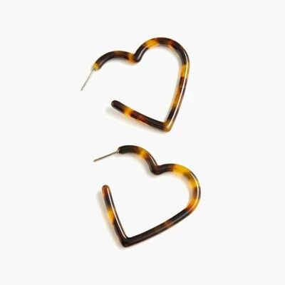  J. Crew Women's NWT Heart Hoop Earrings in Acetate - Tortoise - Image 1 of 2