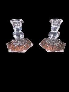Candlestick Holders Vienna by Inn Crystal Austria Lead Crystal Pair - Imagen 1 de 4