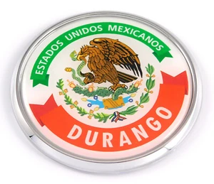 Durango Mexico Mexican State 2.75" Car Chrome Round Emblem Decal 3D badge - Imagen 1 de 6