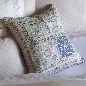 NEW SFERRA Laurana Decorative Pillow Italy Cotton Linen Pink Green Blue Pastels - Picture 1 of 5