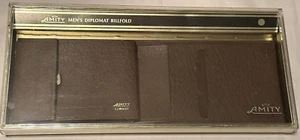 Billetera vintage AMITY Diplomat de cuero de vaca marrón nueva sin usar - Imagen 1 de 6