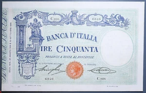50 LIRE 24/8/1914 MATRICE DECRETO RARA VITT. EMANUELE III REGNO D'ITALIA - Picture 1 of 2