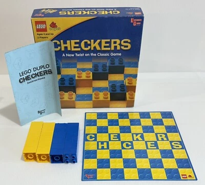 Lego Duplo Checkers Game A New Twist on Classic Game 2006 COMPLETE Blue & Yellow - Image 1 of 4