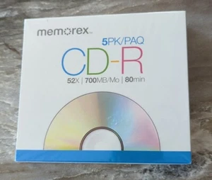 Memorex Imation CD-R 52X 700MB 80Min 5 Pack Recordable NEW SEALED Jewel Case - Picture 1 of 4