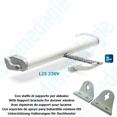 COMUNELLO LIWIN 250N 230V BIANCO + STAFFE DI SUPPORTO PER ABBAINO BIANCHE Motore lucernai