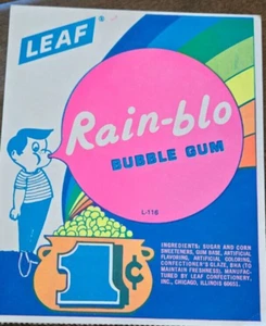 1970'S VINTAGE LEAF RAIN-BLO BUBBLE GUM GUM BALL VENDING MACHINE AD CARD - Picture 1 of 1
