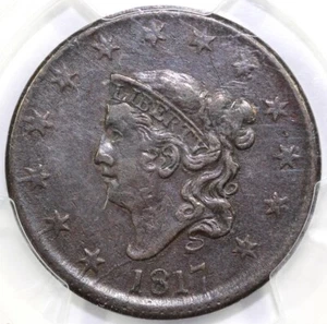 1817 1c N-1 Matron Head Large Cent PCGS XF DETAIL ENVIRONMENTAL DAMAGE  - Picture 1 of 5