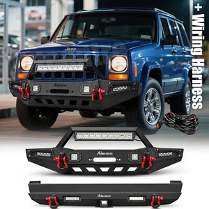 Juego de placa de montaje de cabrestante de parachoques delantero o trasero para Jeep Cherokee XJ 1984-2001 negro - Imagen 1 de 15
