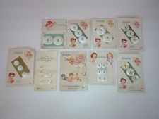 Vintage Lot Lucky Day Buttons Genuine Pearl Shell on Cards Baby & Regular