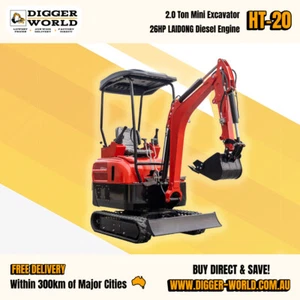 2 Ton HT-20 Mini Excavator, LAIDONG 26HP Diesel Engine, HIGHTOP - Picture 1 of 5