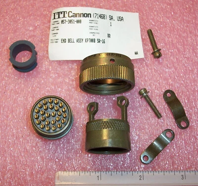 KPT06B16-26S  ITT 26 POSITION SOLDER CUP CONNECTOR W/ END BELL ASSY 057-3051-000 - Image 1 of 4