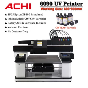 ACHI 6090 UV Printer 3PCS XP600 Head For Cylindrical 3D Embossed & Vacuum Table - Picture 1 of 11