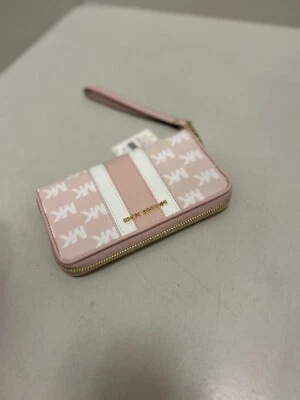 Michael Kors Large Zip Around Phone Holder Wristlet Wallet Powder Blush Clutch - Image 1 of 4