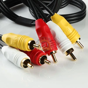 3FT 3RCA RGB Gold Plated Male Cable Colored Component Video Audio VCR DVD AV - Picture 1 of 3