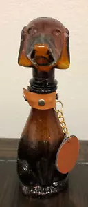 Vintage EMPOLI /Brown Glass Bottle/Liquor Decanter Dachshund Dog w/Tag/ Italy - Picture 1 of 6