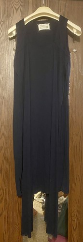 Abito senza maniche Maison Margiela 2 blu navy cravatta donna guaina US XS IT 38 NUOVO SENZA ETICHETTE