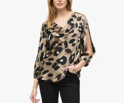 Joseph Ribkoff Women's Satin Animal Print Top Leopard Size 8 NWT - Image 1 of 4