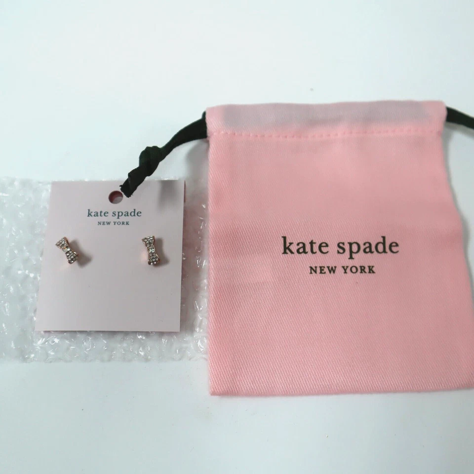 Juego de aretes Kate Spade New York listos con lazo pavé oro rosa - NUEVO Foto 1 de 4
