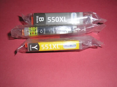 Canon: 551 Yellow 550 Black (Office World) 551 Black (unknown) XL Ink CARTRIDGEs - Image 1 of 3