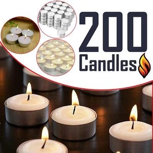 200 Pack Tea Night Lights Candles 3 Hour Burn Unscented Tealights Nightlight - Picture 1 of 13