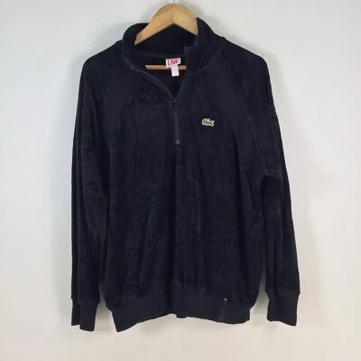 Supreme x lacoste live mens jumper size S velour 1/2 zip track SS18 black 080923 - Image 1 of 4