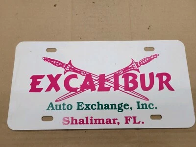 Excalibur Auto  Shalimar Florida Fl Car Dealership Dealer License Plate Tag - Image 1 of 2