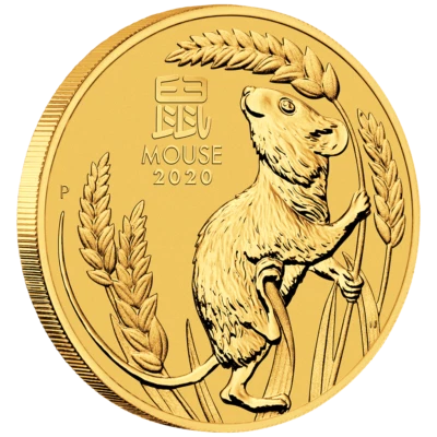 Goldmünze Jahr der Maus (1.) Lunar III. 2020 Australien Anlagemünze - 1/10 Oz ST - Bild 1 von 3
