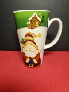 Latte Mug 16oz Vintage Santa & Snowman 6" Stoneware Christmas, Winter, Hot Coco - Picture 1 of 5