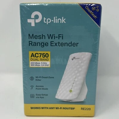 TP-Link RE220 AC750 Wireless Dual Band Wi-Fi Range Extender / Repeater / Booster - Image 1 of 4