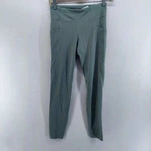 athleta girls leggings size XL /14 green workout athletic pull on pockets - Picture 1 of 10