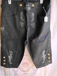 36" Taille, HERREN Oktoberfest, Stickerei, Stoff/Jeans Stil Lederhose schwarz Emb. - Bild 1 von 8