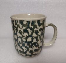 Stoneware Coffee Cup Mug Folk Craft By Tienshan Green Sponge 