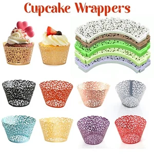 25/50/100 pezzi involucri per torte pizzo design cupcake filigrana decorativa Natale matrimonio - Foto 1 di 60