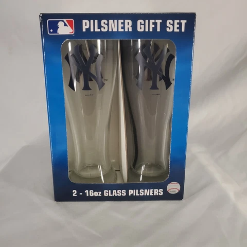 New NEW YORK YANKEES 2 pack Pint 16 0Z Beer Drink Pilsner GLASS SET 2015 Cover